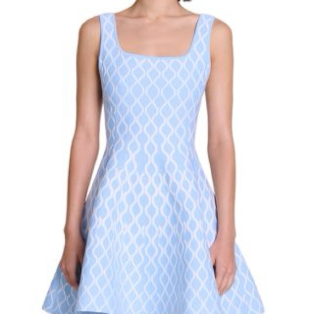Maje Light Blue Geometric Mini Dress